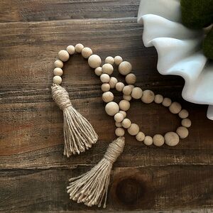 Hobby Lobby Natural Wood Bead Garland with Tassels